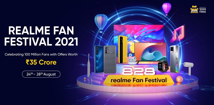 India Desire : Realme Fan Festival 2021- Upto 99% Off On Realme Smartphones & Other Products Between 24th-28th Aug [Flash Live Daily 12PM & 6PM]